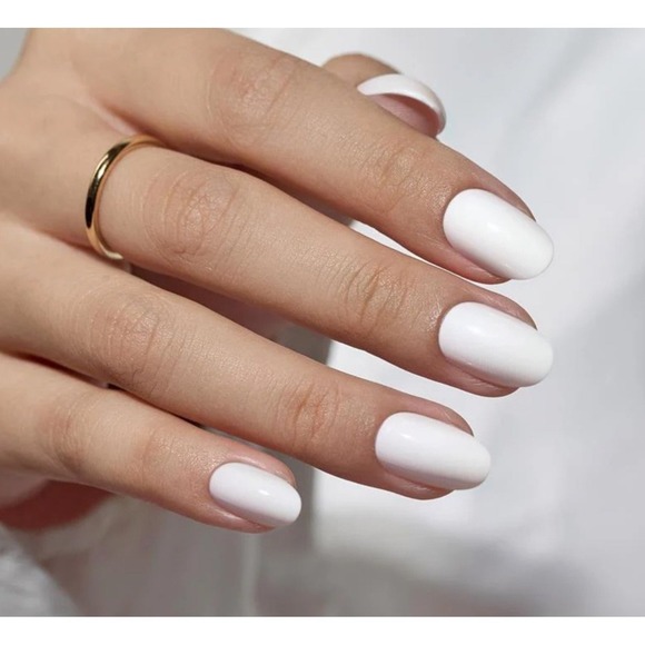 BTARTBOX Press On Nails pure White Soft Gel Oval Shape Short 32pc Reusable Set - Picture 3 of 4